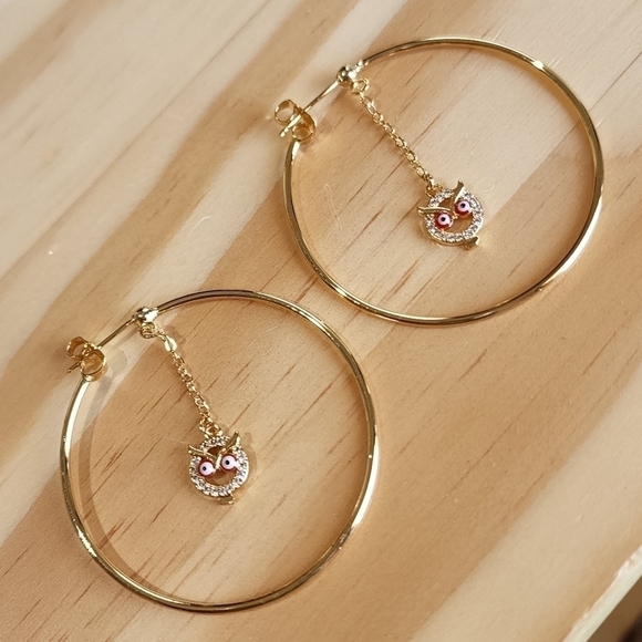 Jewelry - 𝅺large Owl hoop earrings